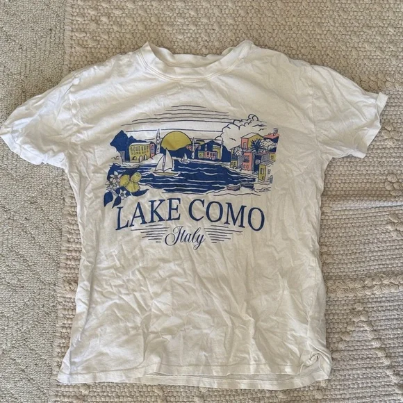 Z Supply Lake Como Italy Graphic Tshirt Coastal Travel Crew Neck Short Sleeve - Picture 1 of 4